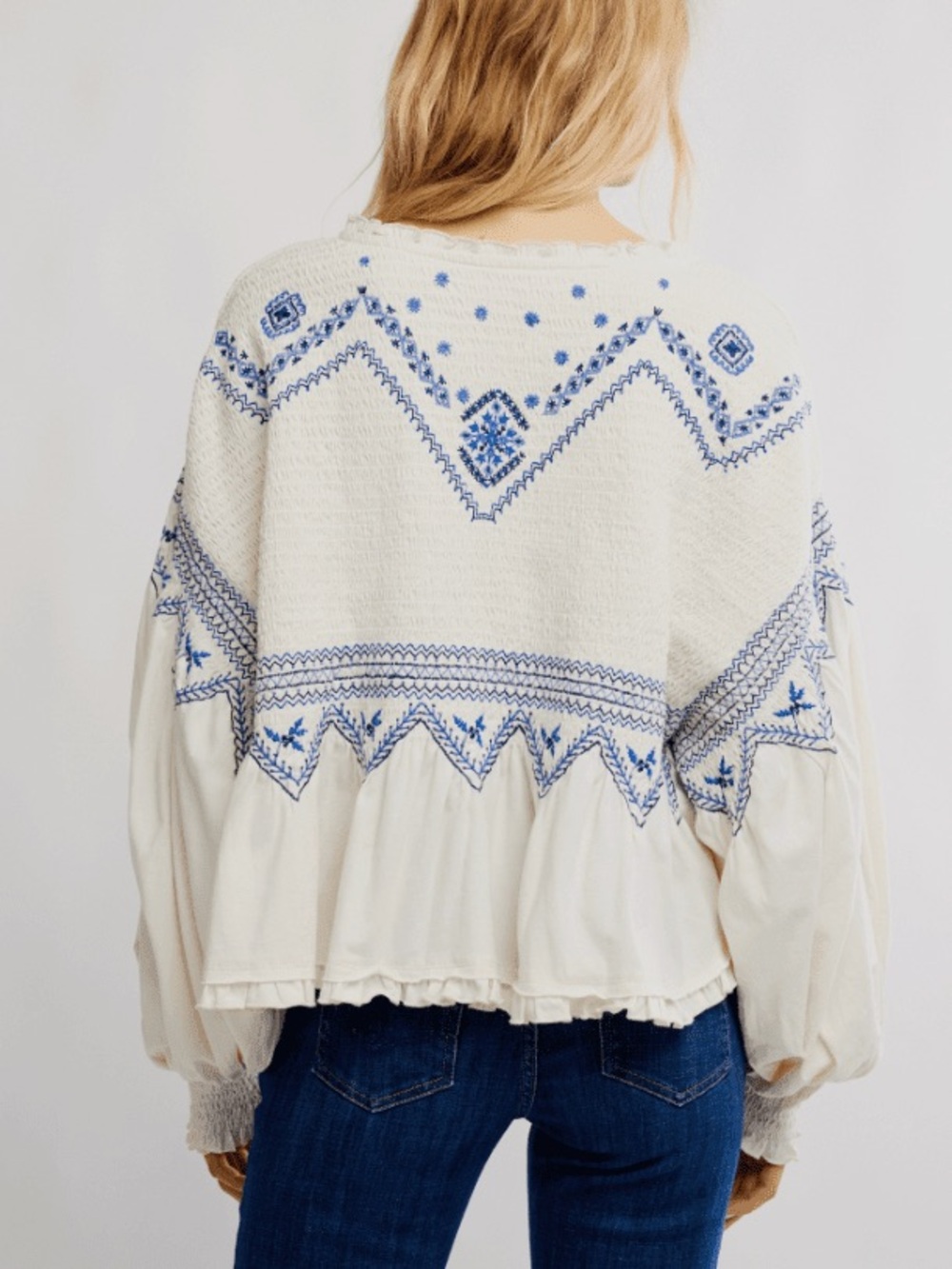 Free People Holly Embroidered 100% Cotton Top (Medium) - Picture 2 of 8